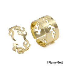 Load image into Gallery viewer, 2pcs/set Creative Personality Flame Dinosaur Punk Couple Ring Simple Open Women Men Couple Ring Jewelry Accessories Gifts