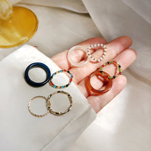 Load image into Gallery viewer, 4pcs/set Fashion Vintage Personality Beaded Ring Summer Simple Resin Rice Beads Ring Women Jewelry Gifts Accessories