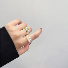 Load image into Gallery viewer, Fashion Panel Check Open Ring Adjustable Simple Resin Ring Accessories Contrast Ring Vintage Women Men Jewelry Gifts