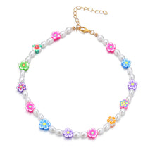 Load image into Gallery viewer, Fashion Bohemian Rice Bead Flower Necklace Sweet Handmade Imitation Pearls Clavicle Choker Beaded Necklace Women Jewelry Gifts
