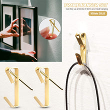 Load image into Gallery viewer, 30Sets 20LB Golden Heavy Duty Picture Hangers with Nails Photo Frame Hooks Drywall Oil Painting Mirror Picture Hanging Hook
