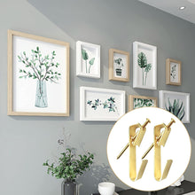 Load image into Gallery viewer, 30Sets 20LB Golden Heavy Duty Picture Hangers with Nails Photo Frame Hooks Drywall Oil Painting Mirror Picture Hanging Hook