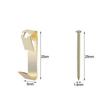 Load image into Gallery viewer, 30Sets 20LB Golden Heavy Duty Picture Hangers with Nails Photo Frame Hooks Drywall Oil Painting Mirror Picture Hanging Hook