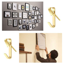 Load image into Gallery viewer, 30Sets 20LB Golden Heavy Duty Picture Hangers with Nails Photo Frame Hooks Drywall Oil Painting Mirror Picture Hanging Hook