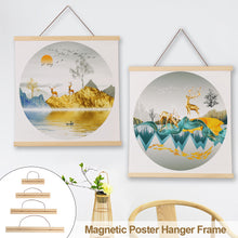 Load image into Gallery viewer, Magnetic Poster Hanger Frame Pine Wood Hanger Frame Natural Painting Photo Frame Canvas Wall Art Craft Frame Art Hanger