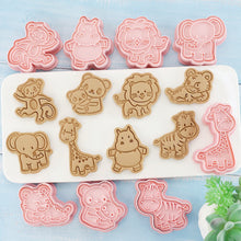 Load image into Gallery viewer, 8Pcs Cartoon Animal Cookie Cutters Set Cute Panda Lion Biscuits Mold Stamp DIY Cake Baking Tools