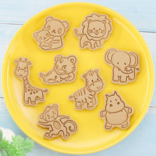 Load image into Gallery viewer, 8Pcs Cartoon Animal Cookie Cutters Set Cute Panda Lion Biscuits Mold Stamp DIY Cake Baking Tools