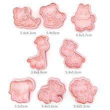 Load image into Gallery viewer, 8Pcs Cartoon Animal Cookie Cutters Set Cute Panda Lion Biscuits Mold Stamp DIY Cake Baking Tools