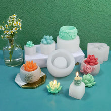 Load image into Gallery viewer, DIY Succulent Candle Silicone Mold Succulent Plants Resin Gypsum Figurine Mould Handmade Ornament Desk Decoration Craft Mold Eposy Tools Accessories
