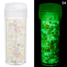 Load image into Gallery viewer, 24Colors 10g Luminous Sequins Epoxy Resin Fillers DIY Decoration Fillling Crafts Nails Art Decoative Glitter Paillette