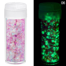 Load image into Gallery viewer, 24Colors 10g Luminous Sequins Epoxy Resin Fillers DIY Decoration Fillling Crafts Nails Art Decoative Glitter Paillette