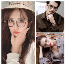 Load image into Gallery viewer, Double Beam Retro Square Oversized Frame Eyewear Anti Blue Light Glasses For Men Women Transition Spectacles