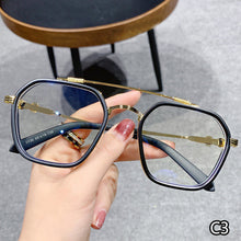 Load image into Gallery viewer, Double Beam Retro Square Oversized Frame Eyewear Anti Blue Light Glasses For Men Women Transition Spectacles