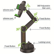 Load image into Gallery viewer, Universal Car Phone Mount Holder Suction Cup Adjustable Height Long Arm For Truck Dashboard Phone Bracket