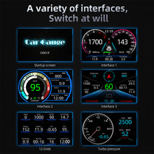 Load image into Gallery viewer, OBD2+GPS Car Head Up Display Digital HUD Speedometer Odometer Water&Oil Temp RPM Security Alarm