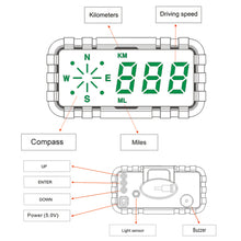 Load image into Gallery viewer, Vehicles Speed Odometer Mileage Car HUD Compass GPS Speedometer Display Digital Speed Alarm