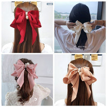 Load image into Gallery viewer, Chiffon Bow Pearl Hair Clip Spring Clip Hair Accessories Fashion All-match Hair Clip Temperament Hairpin