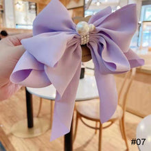 Load image into Gallery viewer, Chiffon Bow Pearl Hair Clip Spring Clip Hair Accessories Fashion All-match Hair Clip Temperament Hairpin