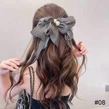 Load image into Gallery viewer, Chiffon Bow Pearl Hair Clip Spring Clip Hair Accessories Fashion All-match Hair Clip Temperament Hairpin