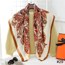 Load image into Gallery viewer, 90*90cm Women Square Scarf Summer Sunscreen Silk Scarf Vintage Fashion Thin Square Silk Scarf