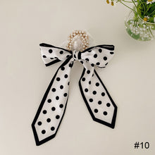 Load image into Gallery viewer, Pearl Head Rope Bow Ribbon Silk Scarf Hair Rope Hair Band Hair Ring Fashion All-match Hair Accessories