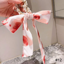 Load image into Gallery viewer, Pearl Head Rope Bow Ribbon Silk Scarf Hair Rope Hair Band Hair Ring Fashion All-match Hair Accessories