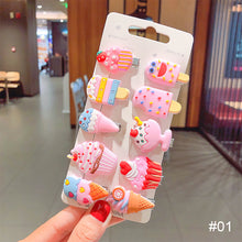 Load image into Gallery viewer, 10pcs/set Children Hairpin Cartoon Ice Cream Hairpin Colorful Sweet Hair Clips Fashion Hair Accessories