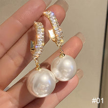 Load image into Gallery viewer, Temperament High-end Pearl Stud Earrings Zircon Earrings Fashion Simple Accessories Jewelry for Women