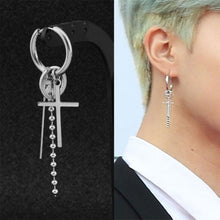 Load image into Gallery viewer, Men's Earrings Steel Color Chain Geometric Fringe Long Men's Earrings Fashion Simple Accessories Jewelry