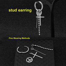 Load image into Gallery viewer, Men's Earrings Steel Color Chain Geometric Fringe Long Men's Earrings Fashion Simple Accessories Jewelry