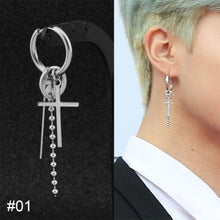 Load image into Gallery viewer, Men's Earrings Steel Color Chain Geometric Fringe Long Men's Earrings Fashion Simple Accessories Jewelry