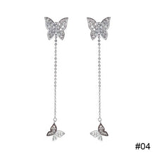 Load image into Gallery viewer, Butterfly Long Pearl Tassel Earrings Zircon Butterfly Stud Earrings Creative Simple Accessories Jewelry for Women
