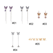 Load image into Gallery viewer, Butterfly Long Pearl Tassel Earrings Zircon Butterfly Stud Earrings Creative Simple Accessories Jewelry for Women