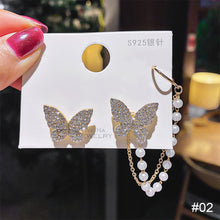Load image into Gallery viewer, Cutout Bow Pearl Pendant Stud Earrings Bow Diamond Earrings Creative Simple Accessories Jewelry for Women