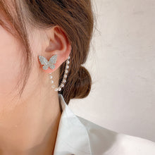 Load image into Gallery viewer, Cutout Bow Pearl Pendant Stud Earrings Bow Diamond Earrings Creative Simple Accessories Jewelry for Women