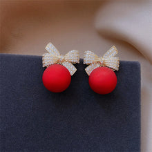 Load image into Gallery viewer, Cutout Bow Pearl Pendant Stud Earrings Bow Diamond Earrings Creative Simple Accessories Jewelry for Women