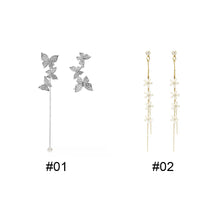 Load image into Gallery viewer, Butterfly Asymmetric Stud Earrings Flower Fringe Earrings Creative Simple Accessories Jewelry for Women