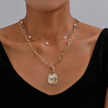 Load image into Gallery viewer, Chain Pearl Double Layer Necklace Creative Retro Simple Alloy Clavicle Chain Fashion Accessories Jewelry