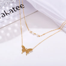 Load image into Gallery viewer, Chain Pearl Double Layer Necklace Creative Retro Simple Alloy Clavicle Chain Fashion Accessories Jewelry