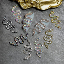Load image into Gallery viewer, 2pcs Diamond Alloy Snake Nail Art Jewelry Three-dimensional Nail Diamond Jewelry Shiny Metal Nail Art Decoration Nail Ornaments