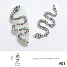 Load image into Gallery viewer, 2pcs Diamond Alloy Snake Nail Art Jewelry Three-dimensional Nail Diamond Jewelry Shiny Metal Nail Art Decoration Nail Ornaments