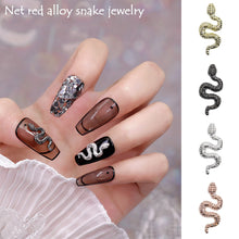 Load image into Gallery viewer, 10pcs Small Alloy Snake Nail Art Jewelry Retro Exquisite Three-dimensional Metal Snake Nail Ornaments Nail Art Decoration
