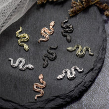 Load image into Gallery viewer, 10pcs Small Alloy Snake Nail Art Jewelry Retro Exquisite Three-dimensional Metal Snake Nail Ornaments Nail Art Decoration