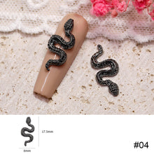 Load image into Gallery viewer, 10pcs Small Alloy Snake Nail Art Jewelry Retro Exquisite Three-dimensional Metal Snake Nail Ornaments Nail Art Decoration
