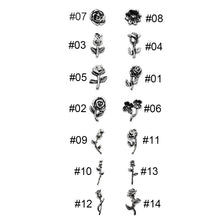 Load image into Gallery viewer, 10pcs Metal Rose Nail Ornaments Retro Dark Style Three-dimensional Rose Ancient Silver Nail Ornaments Nail Art Decoration