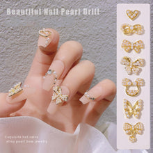 Load image into Gallery viewer, Nail Art Pearl Alloy Jewelry Bow Knot Diamond Jewelry Nail Jewelry Nail Art Decoration Manicure Accessories