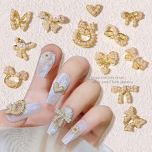 Load image into Gallery viewer, Nail Art Pearl Alloy Jewelry Bow Knot Diamond Jewelry Nail Jewelry Nail Art Decoration Manicure Accessories