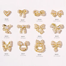 Load image into Gallery viewer, Nail Art Pearl Alloy Jewelry Bow Knot Diamond Jewelry Nail Jewelry Nail Art Decoration Manicure Accessories