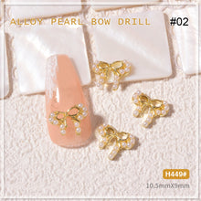Load image into Gallery viewer, Nail Art Pearl Alloy Jewelry Bow Knot Diamond Jewelry Nail Jewelry Nail Art Decoration Manicure Accessories