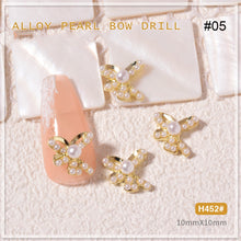 Load image into Gallery viewer, Nail Art Pearl Alloy Jewelry Bow Knot Diamond Jewelry Nail Jewelry Nail Art Decoration Manicure Accessories